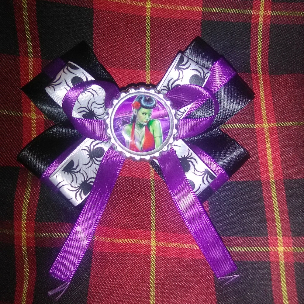 ❤️ Psychobilly Goth zombie  pinup bow
